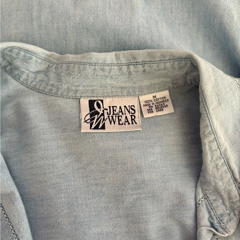 Vintage Jeans Wear Chambray Denim Shirt/Light Wash/Long Sleeve | Size M - Picture 8 of 11